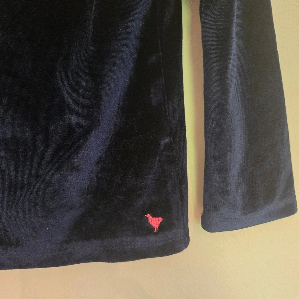 Pink Chicken Girls Navy Blue Velvet Long Sleeve Top Size 4Y Holiday Velour Shirt